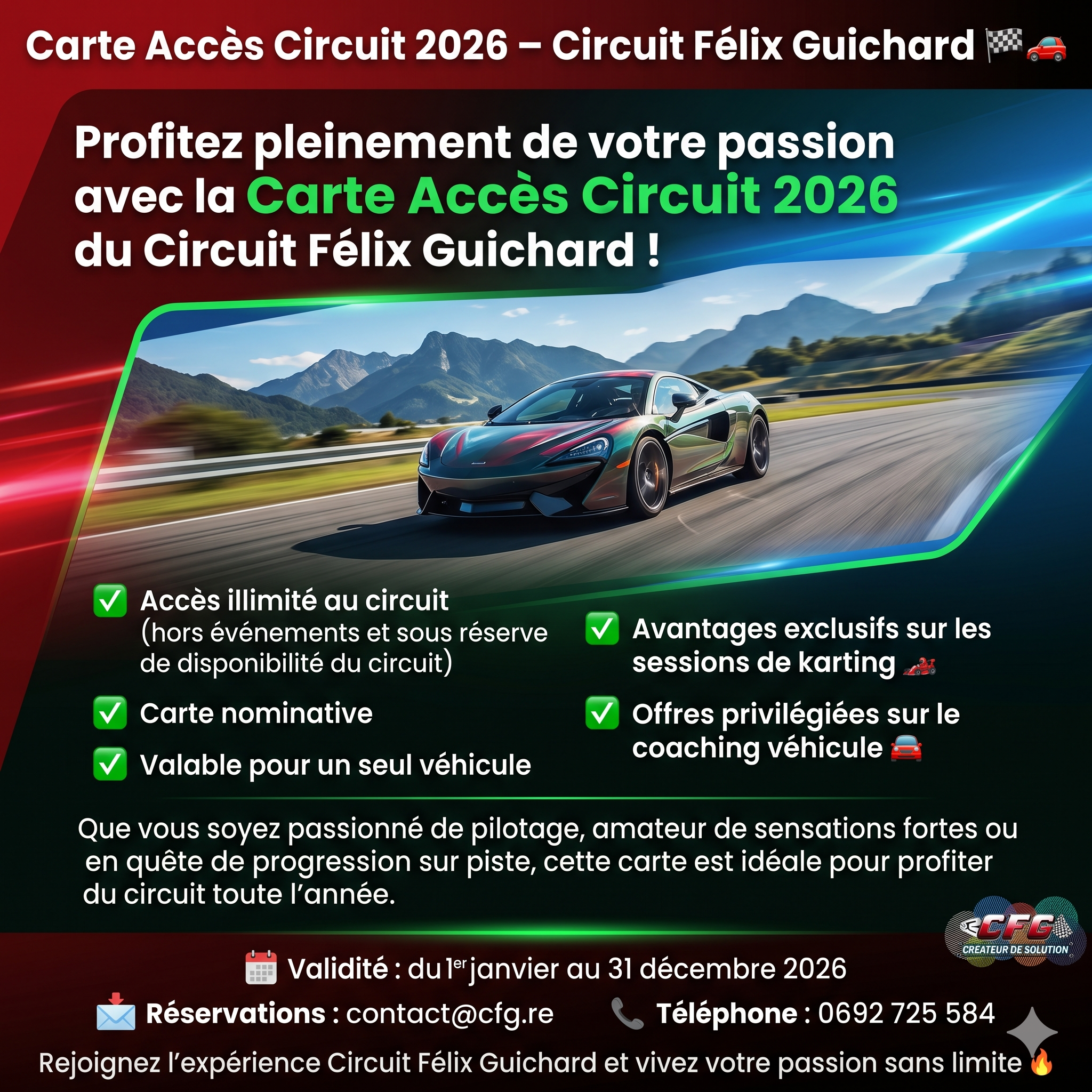 carte accès circuit 2026 Circuit Felix Guichard