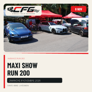 Maxi Show Run 200, 8 novembre 2026 au Circuit Félix Guichard : voitures réunies au paddock lors du Run 200 du 10 mai 2026.