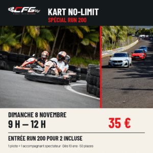Kart No-Limit spécial RUN 200 au Circuit Félix Guichard, 8 novembre 2026 de 9 h à 12 h.
